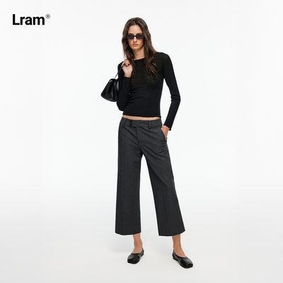 LRAM 绵羊毛混纺立体中缝显瘦八分微喇西裤LM2630562