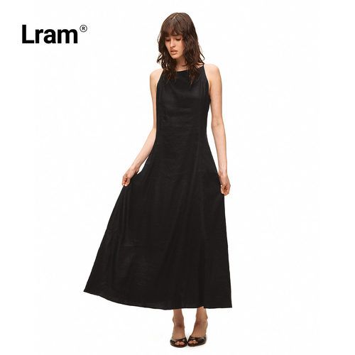 LRAM亚麻混纺修身A摆一字带吊带连衣裙LM2630308