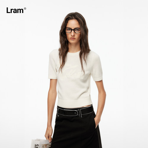 LRAM 羊绒混纺立体浮雕提花圆领短袖针织LM2630578