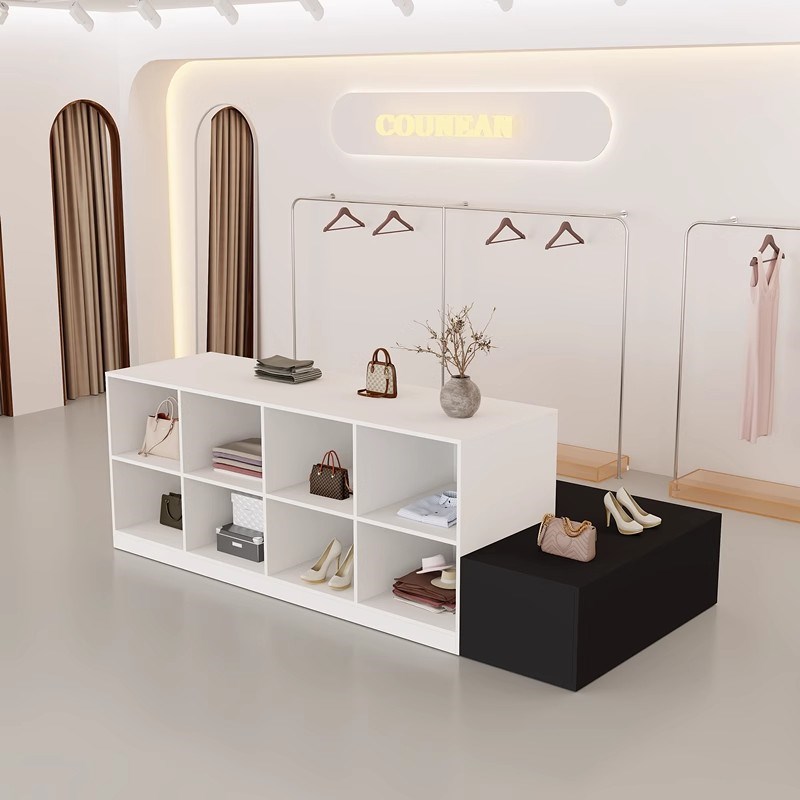 服装店中岛桌子简约现代女装店铺中间摆放展示柜鞋包陈列柜流水台