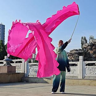 广场舞龙彩绸带伸缩杆初学飞抖绸子舞蹈运动表演道具健身龙甩彩带