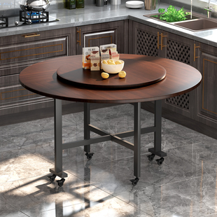 家用大圆桌10人酒店折叠餐桌饭A店家庭聚餐圆形火锅桌子带转盘饭