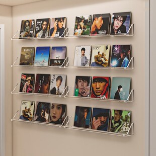 专辑收纳盒亚克力挂墙置物架t放黑胶唱片kpop碟片陈列架子cd展示