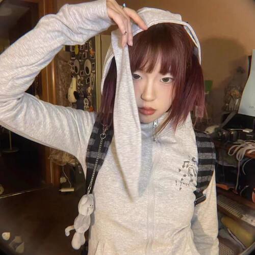 韩版辣妹宽松耳朵外套