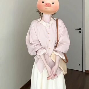 欢简韵法式百搭衬衫外套女春夏季2025新款独特超好看气质拼接上衣