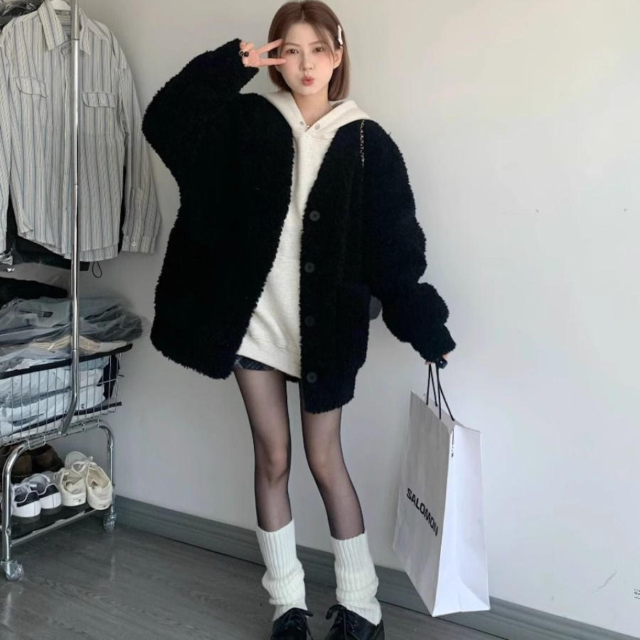 小香风羊羔绒外套女秋冬季