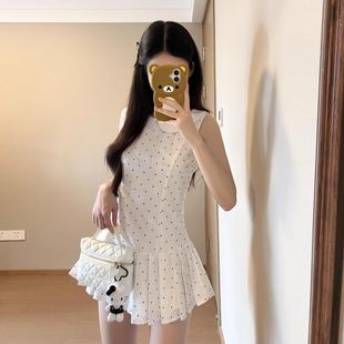 欢简韵法式初恋娃娃领波点连衣裙子女夏季新款设计感甜美百搭短裙