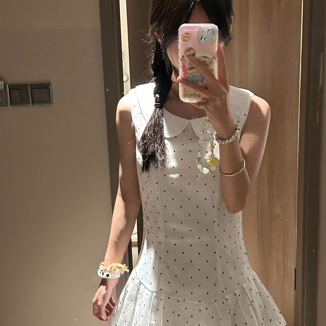 夏秋新款百搭甜美好看百褶短裙