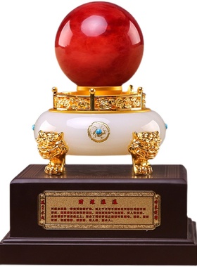 水晶球摆件天然红色水晶圆球客厅玄关装饰摆设大小号结婚乔迁礼品