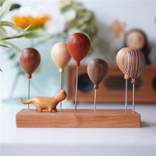 Joe手作礼百搭底座实木气球原木软萌治愈系玄关装 饰桌面摆件礼物