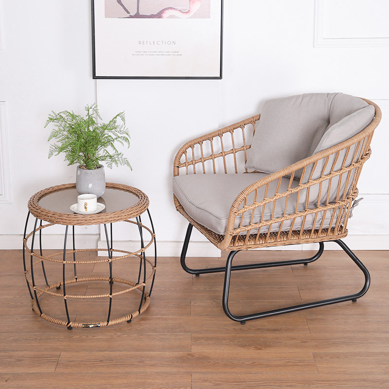 凤朝皇阳台小桌椅欧式编藤桌椅休闲家用茶几组合卧室客厅简约藤椅