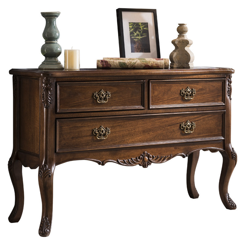 美式实木入户玄关柜过道靠墙玄关台欧式客厅轻奢复古玄关桌端景台