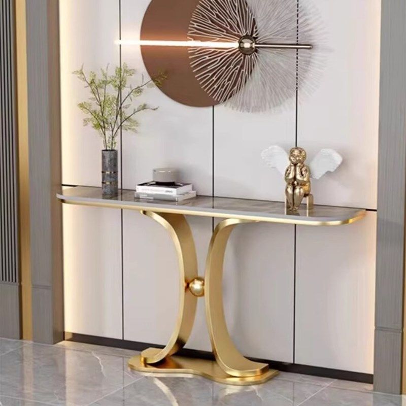 轻奢玄关台新中式玄关桌子靠墙客厅半圆入户玄关简约门厅小条案窄