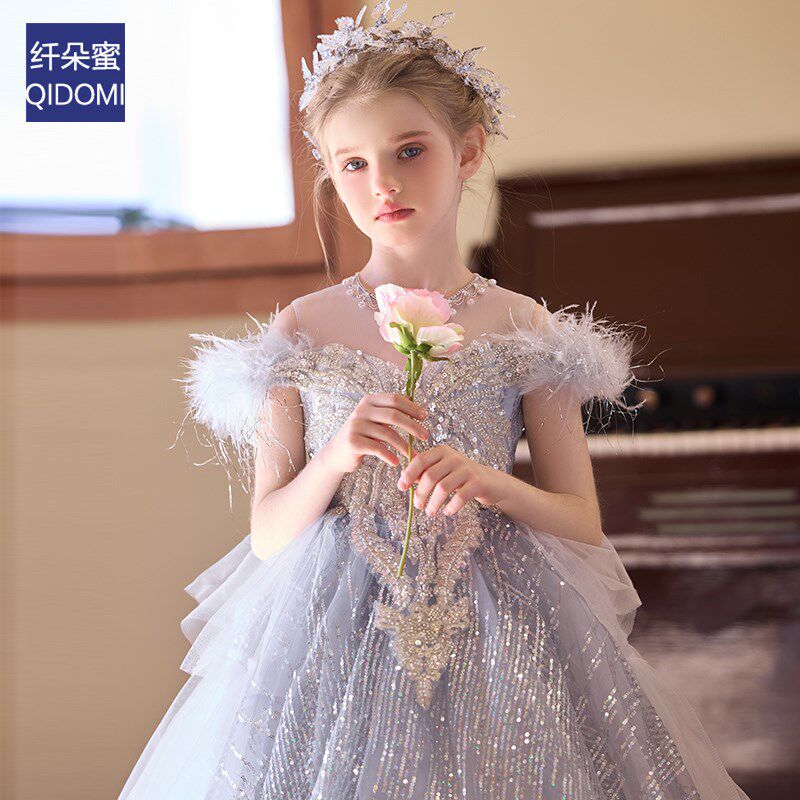 法式女童晚礼服高级感轻奢蓬蓬公主裙模特走秀小主持人儿童演出服图片