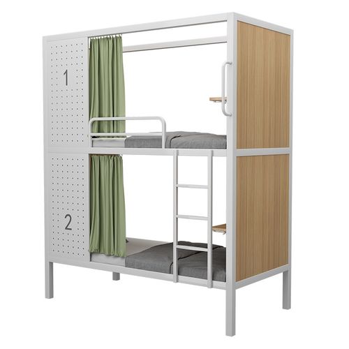 上下铺高架床双层铁架床学生宿舍高低铁床员工成人铁艺带卷帘