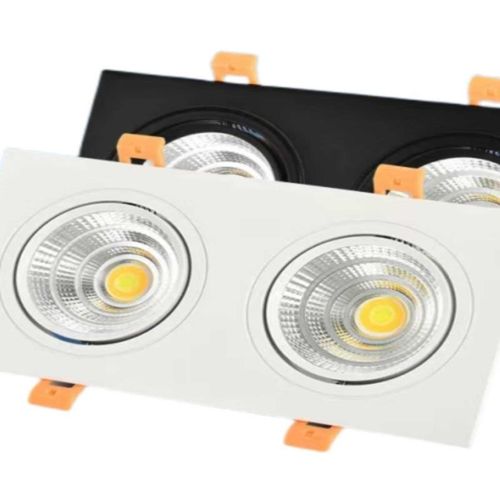 LED格栅灯双头三头方形筒灯网格葡萄架方通嵌入式斗胆灯cob射灯