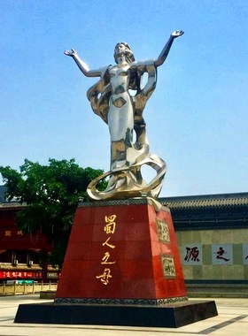 户外大型地标性雕塑不锈钢抽象人物蜀人之母雕像定制厂家园林景观