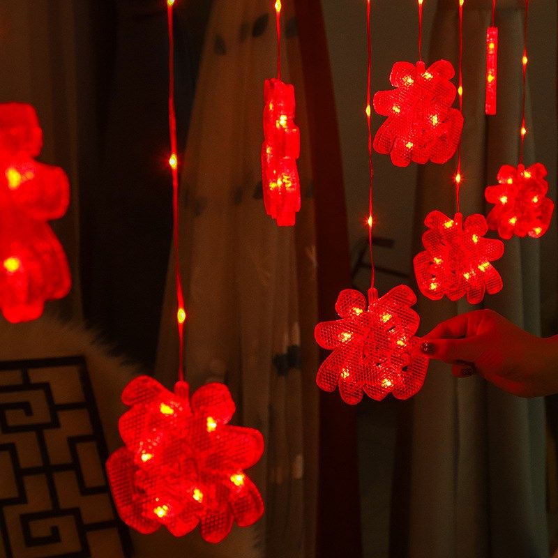 led福字小彩灯串灯阳台户外氛围灯红灯笼橱窗婚庆布置装饰灯庭院