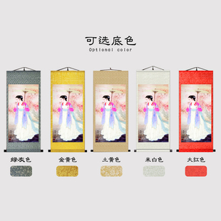 工笔画仕女图美女图挂画琵琶古筝吹箫料理店客厅饭店复古装饰卷轴