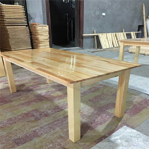 幼儿园课桌椅樟子松儿童餐桌宝宝学习写字六人桌长方形实木桌子