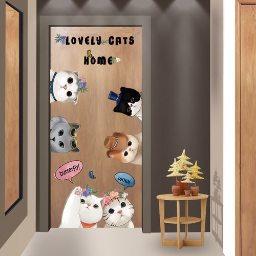 入户门改造门贴纸木门翻新贴自粘墙贴卡通儿童房门装饰卫生间贴画