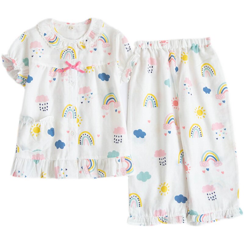 新款夏季薄全棉纱布儿童女童睡衣短袖女孩大童套装母女纯棉家居服,童装/婴儿装/亲子装,家居服套装,淘宝优惠券,粉丝福利购,淘宝优惠卷