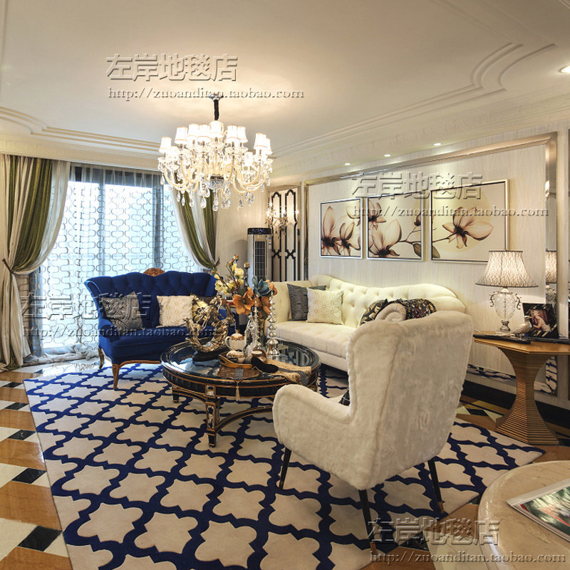 格子欧式美式法式客厅茶几卧室床尾书房餐厅衣帽间手工地毯定制,居家布艺,地毯,淘宝优惠券,粉丝福利购,淘宝优惠卷