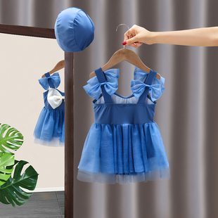 女童夏季泳衣婴儿童网纱公主连衣裙温泉度假游泳衣宝宝连体游泳装