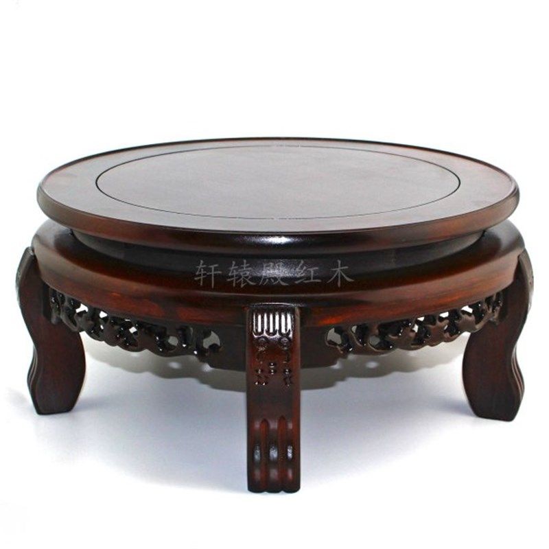 实木落地花架客厅室内圆形花瓶花盆佛像鱼缸奇石头木质摆件底座