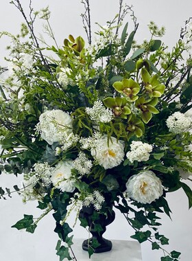 法式复古磨砂黑色玻璃花瓶家居软装工艺摆件样板房装饰品干花花器