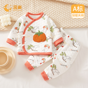 新生儿婴儿衣服秋冬分体套装夹棉保暖52码初生宝宝冬装纯棉a类女3