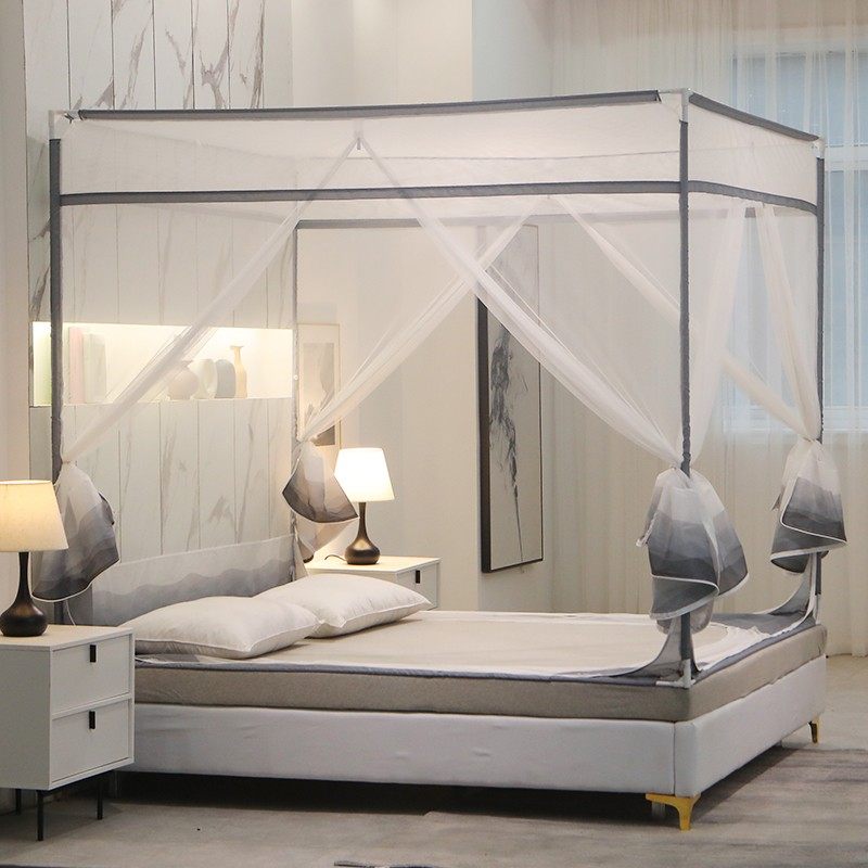 新款支架蚊帐防摔儿童宝宝加密加厚拉链式全封闭家用支架固定三门