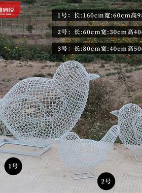 户外不锈钢镂空鸟摆件发光铁艺金属钢丝动物雕塑网格园林景观装饰