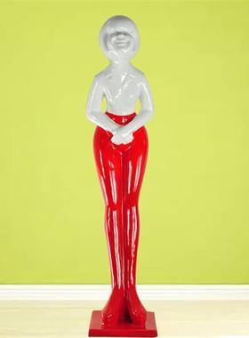 玻璃钢鞠躬迎宾人物雕塑酒店餐厅KTV开业礼门口招财树脂落地摆件