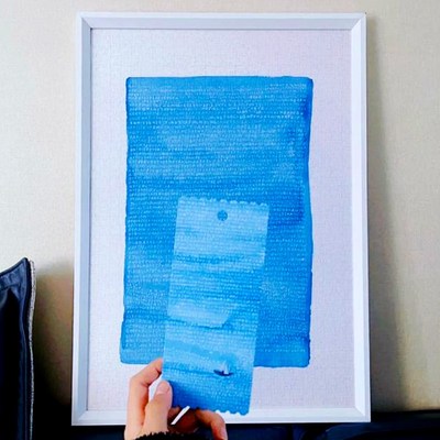 藏了很久的蓝拼图裱框1000片y王一冷插画画框架挂墙装裱相框拼图