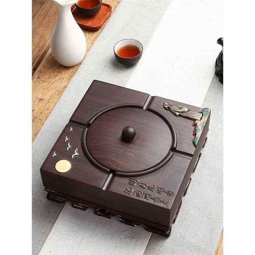 黑檀实木烟灰缸带盖家用防风烟灰缸创意个性潮流客厅大号复古中式