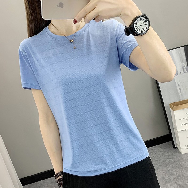 户外运动圆领速干衣短袖女夏季薄款速干T恤跑步徒步透气快干冰丝