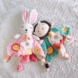 3-6-9个月婴j儿安抚巾可入口啃咬宝宝情绪安抚陪睡摇铃玩偶口水巾