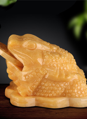 天然白玉金蟾摆件三足蟾蜍客厅开业吉祥物家居酒柜软装饰创意摆设