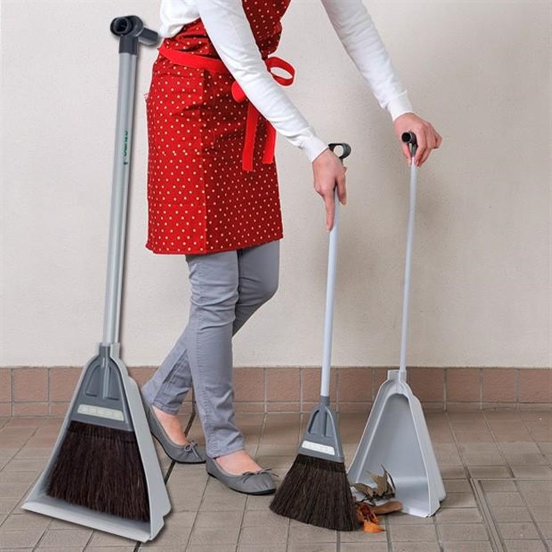 AZUMA进口扫把畚斗扫帚装鬃毛软毛长柄不弯腰畚箕扫地工具