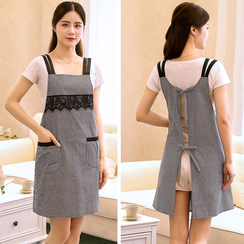 可爱韩版时尚女士围裙家用厨房背心F式成人罩衣纯棉无袖围腰薄透