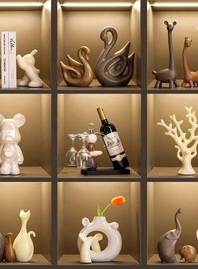 轻奢高档酒柜装饰品摆件现代客厅餐边柜红酒架电视柜家居乔迁礼品