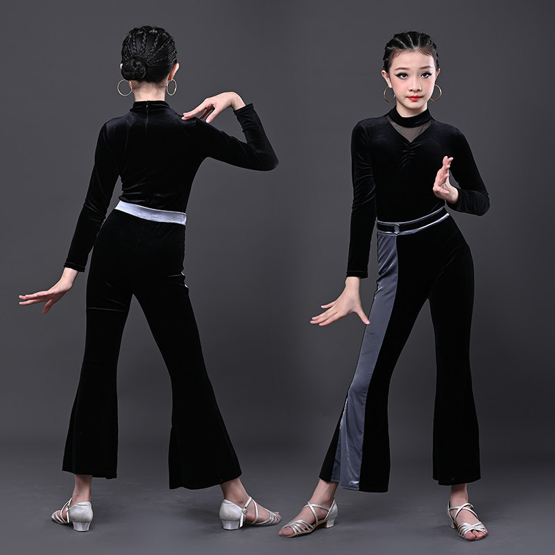 2023新款拉丁舞服装幼儿长袖拉丁舞蹈练功服女网红拉丁服春季套装