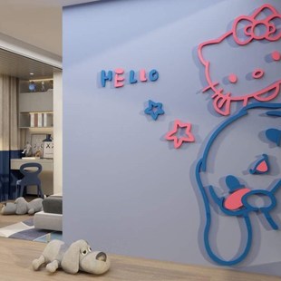 网红房间儿童公主壁画墙面仔床头用品女孩卧室装 饰少布置贴纸卡通