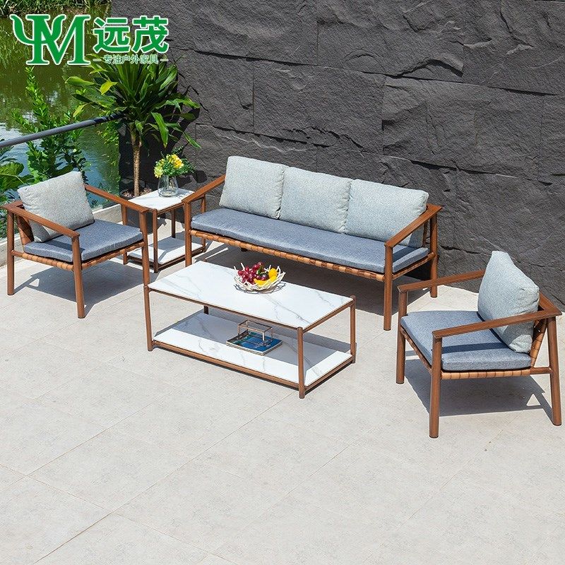 远茂户外藤编沙发户外北欧庭院别墅仿木纹沙发组合小户型家具沙发,住宅家具,户外沙发,淘宝优惠券,粉丝福利购,淘宝优惠卷