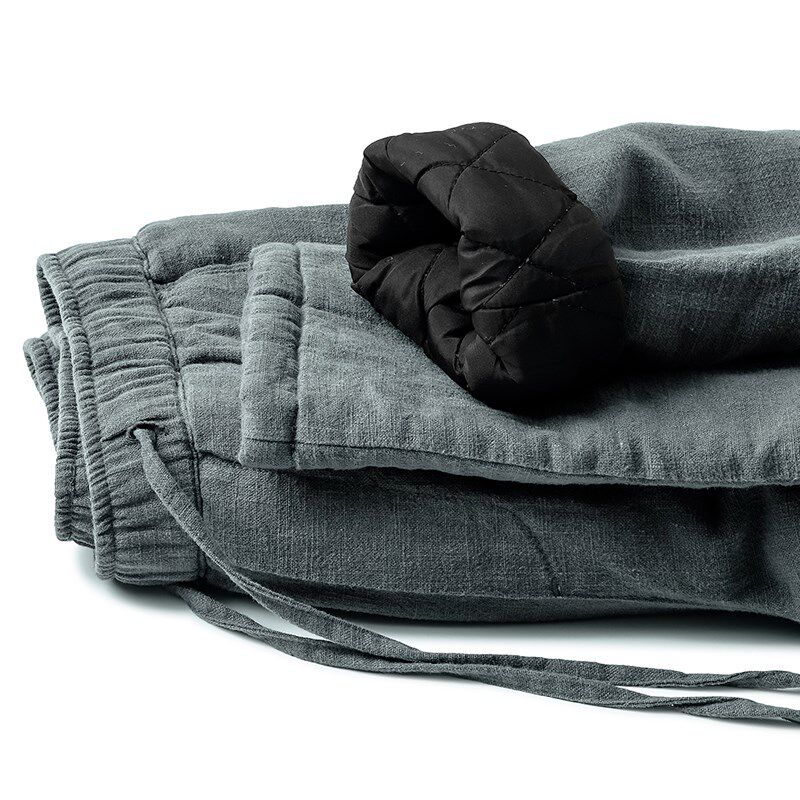 2023秋冬季新款卫裤男加绒加厚宽松直筒运动棉麻保暖裤子休闲长裤