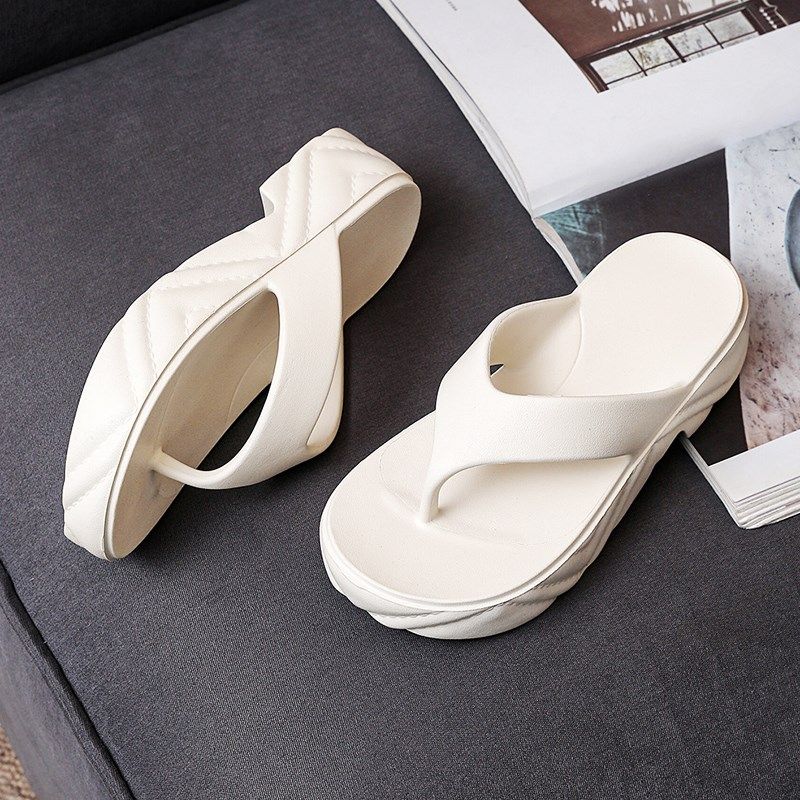 夏季踩屎感纯色增高厚底夹脚人字拖鞋女2025新款外穿高端沙滩女鞋,女鞋,人字拖,淘宝优惠券,粉丝福利购,淘宝优惠卷