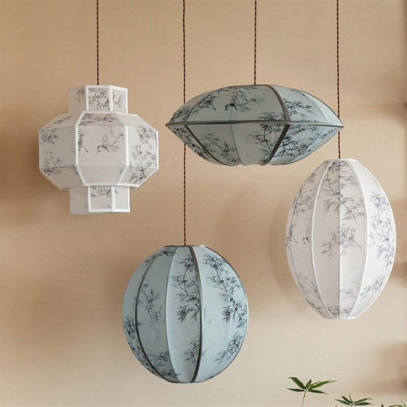 新中式吊灯复古禅意宫廷灯笼客餐厅民宿茶室仿古装饰氛围感布艺灯