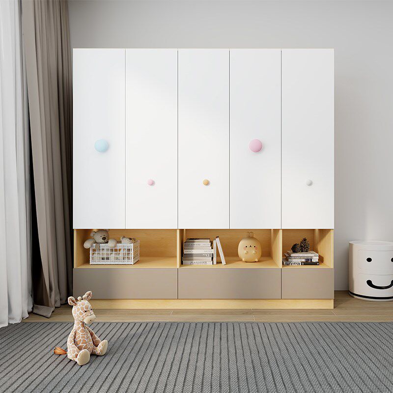 儿童衣柜实木家用卧室小户型收纳储物柜奶油风简易衣橱可定制衣柜