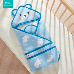 婴儿包被冬季加厚款纯棉针织可爱抱被外出秋冬季十二月份婴儿用品